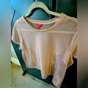 Guess Champagne pink sparkle mesh top